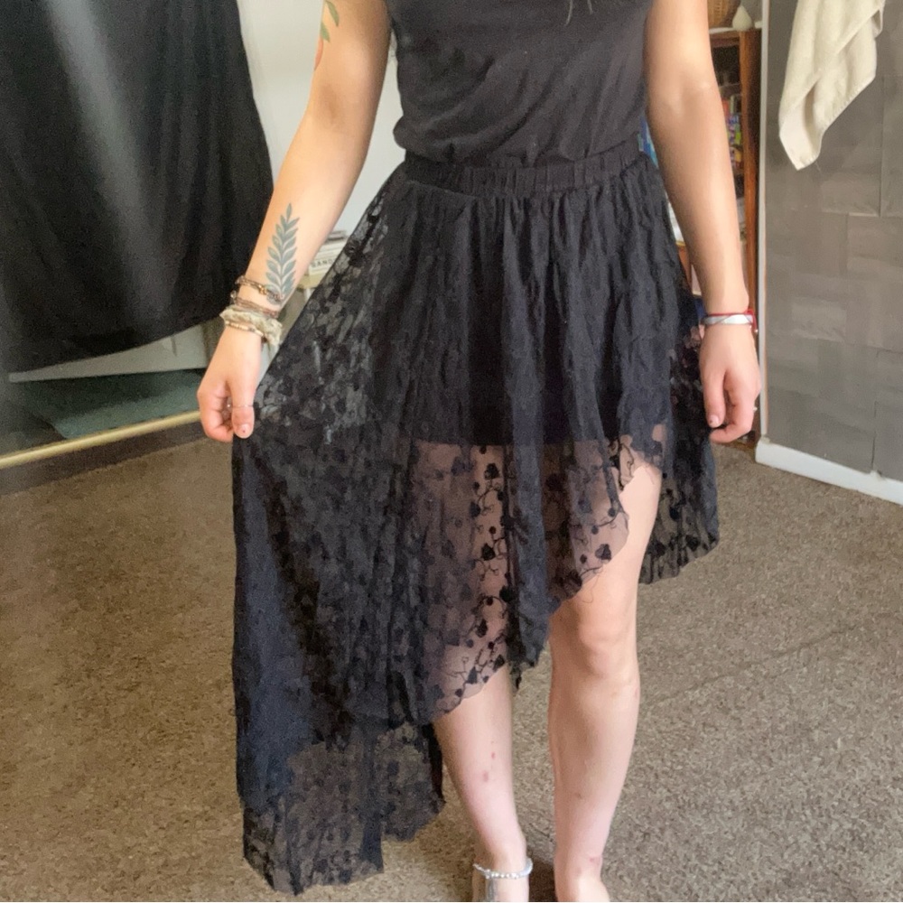 long black lace skirt